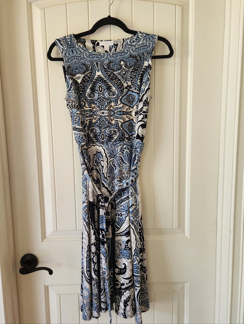 Charter Club A-line Sleeveless Blue & White Paisley Midi Dress, GUC, Size PP - Picture 3 of 7